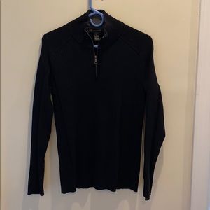 Black quarter-zip sweater